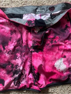 Hurley Hot Pink Marble Swim Trunks with Black Accents